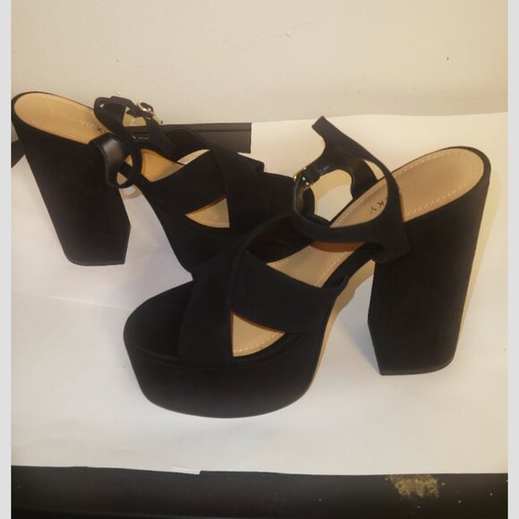 Lisa Vicky Jam Strapped Retro Platform Sandal Block Heel Black Size 9 New In Box - Picture 5 of 8